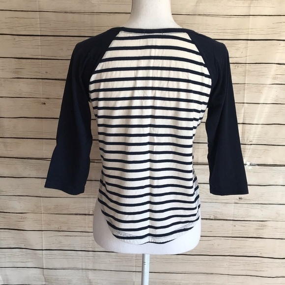 Forever 21 Navy Blue Striped Baseball Tee - Picture 4 of 8